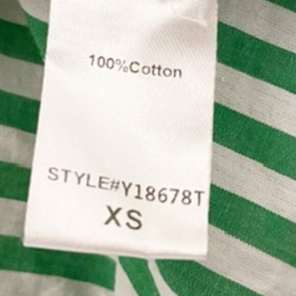 Pomander Place XS Half Sleeve Button Down High Low Green White Striped T… - Picture 6 of 7